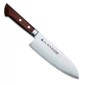   Satake Noushu Masamune Saku Santoku Japán Shirogami szénacél szakácskés 63 HRC, 17 cm, mahagóni markolat
