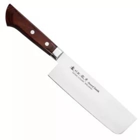   Satake Noushu Masamune Saku Nakiri Japán Shirogami szénacél konyhakés 63 HRC, 17 cm, mahagóni markolat