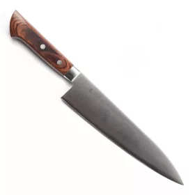   Satake Noushu Masamune Saku Gyuto Japán Shirogami szénacél szakácskés 63 HRC, 21 cm, mahagóni markolat