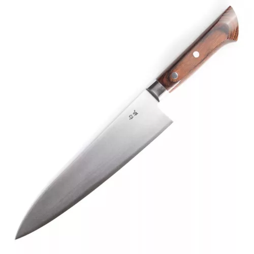 Satake Noushu Masamune Saku Gyuto Japán Shirogami szénacél szakácskés 63 HRC, 21 cm, mahagóni markolat