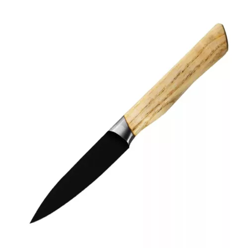 Satake Via Kitchen Japán rozsdamentes hámozókés 59 HRC, 9 cm, fekete oxid bevonat, kőrisfa markolat