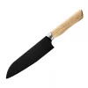 Satake Via Kitchen Santoku Japán rozsdamentes konyhakés 59 HRC, 18 cm, fekete oxid bevonat, kőrisfa markolat