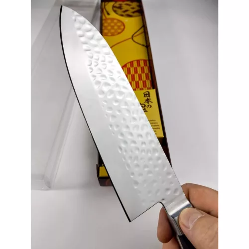Satake Satoru Tsuchime Santoku Japán rozsdamentes konyhakés 59 HRC, 17 cm, laminált markolat