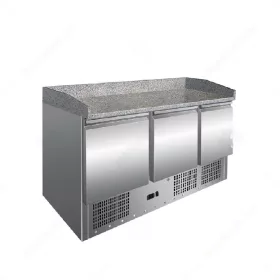   Pizza előkészítő munkaasztal 3 ajtóval , gránit munkalappal
